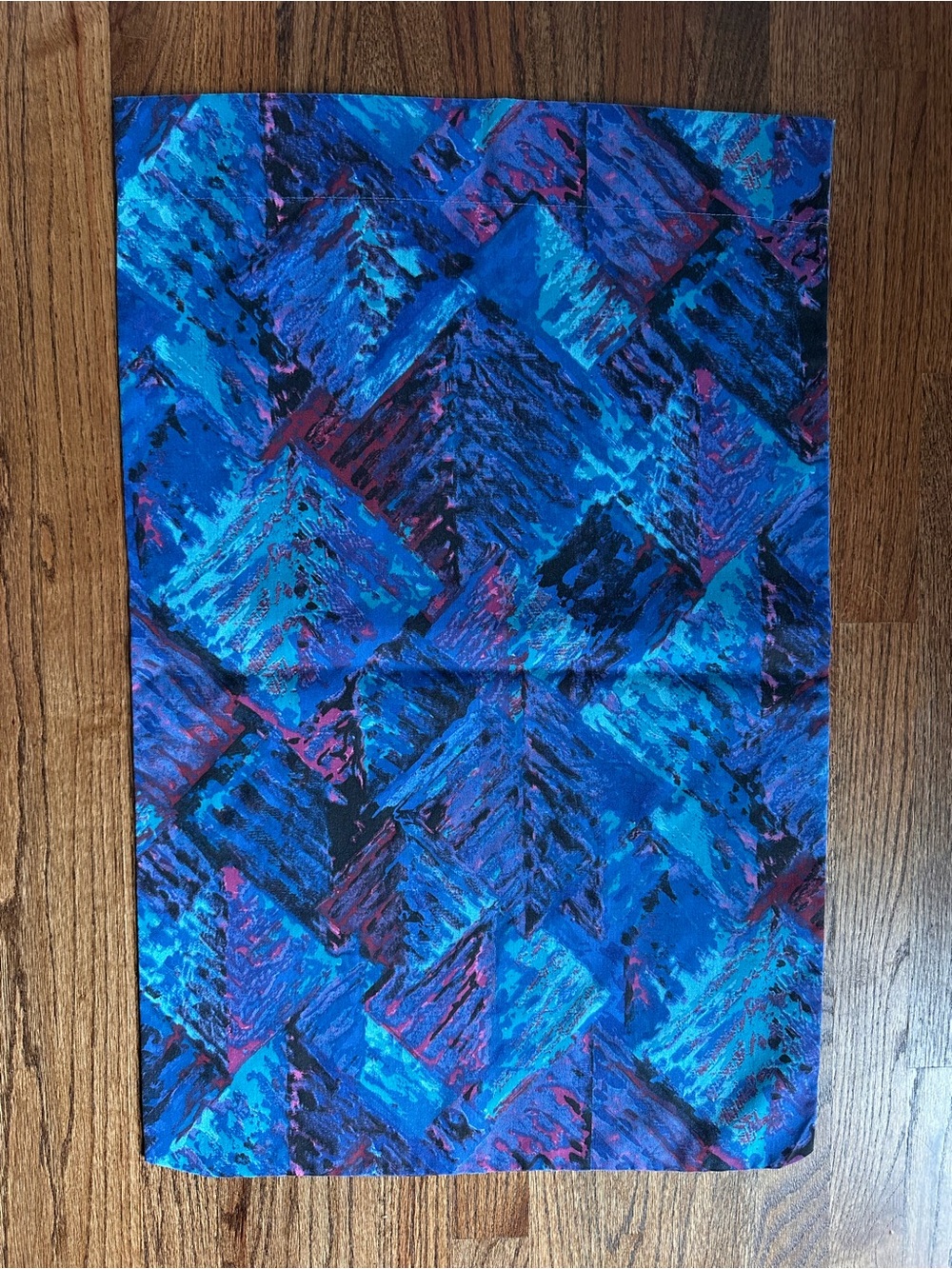 Vintage 80s 90s Standard Size Pillow Case Blue Geometric Splash Colorful 31x20"